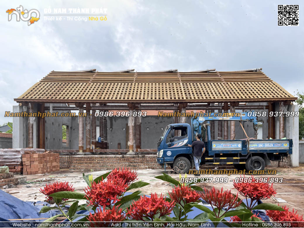 Thi công nhà gỗ 5 gian tại Hải Dương